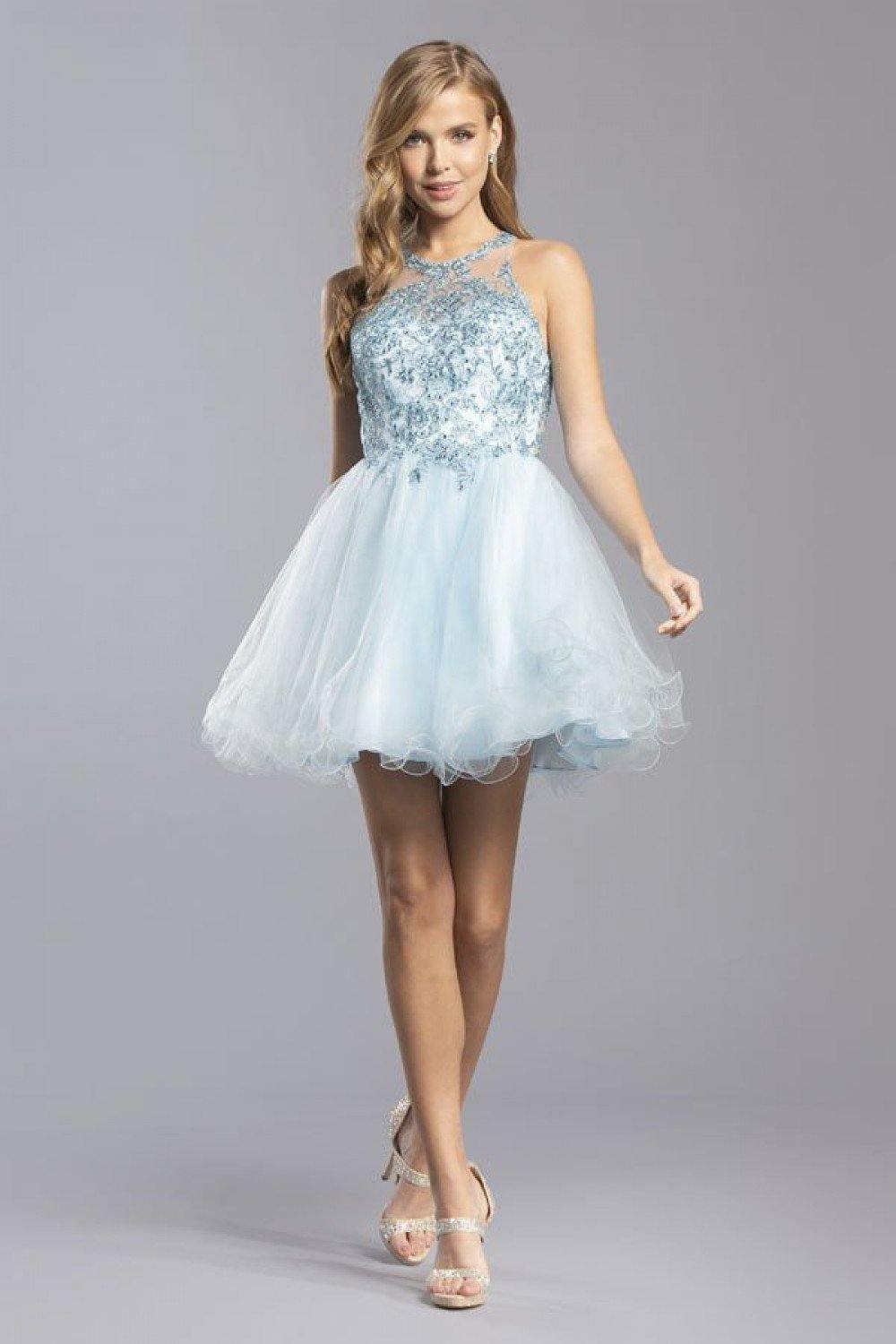 Baby Blue Homecoming Short A-Line Dress