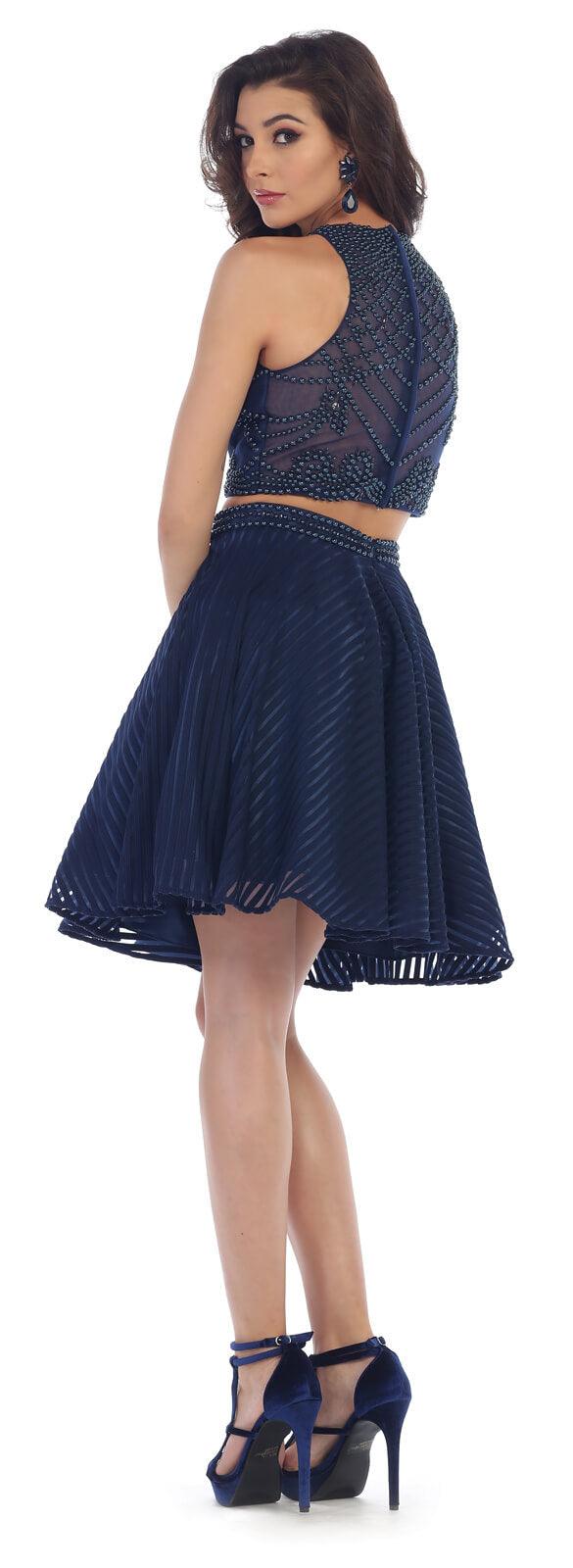 Homecoming Short Two Piece Prom Cocktail Dress - The Dress Outlet May Queen