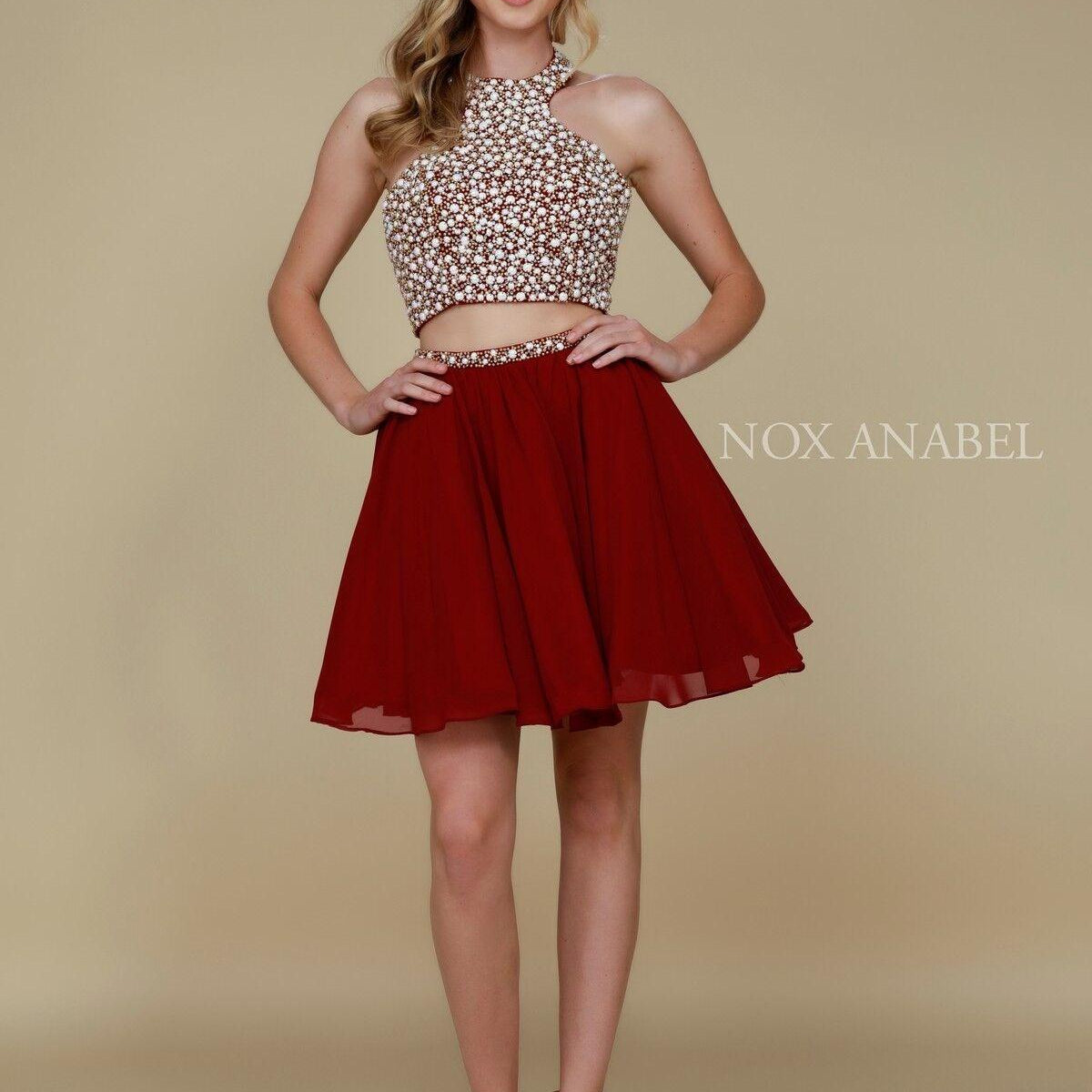 Homecoming Short Two Piece Set Beaded Halter Prom Dress | DressOutlet  The  Dress Outlet