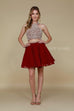 Homecoming Short Two Piece Set Beaded Halter Prom Dress main image 0