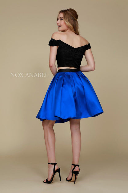 Homecoming Short Two Piece Set Dress Royal/Black - The Dress Outlet Nox Anabel