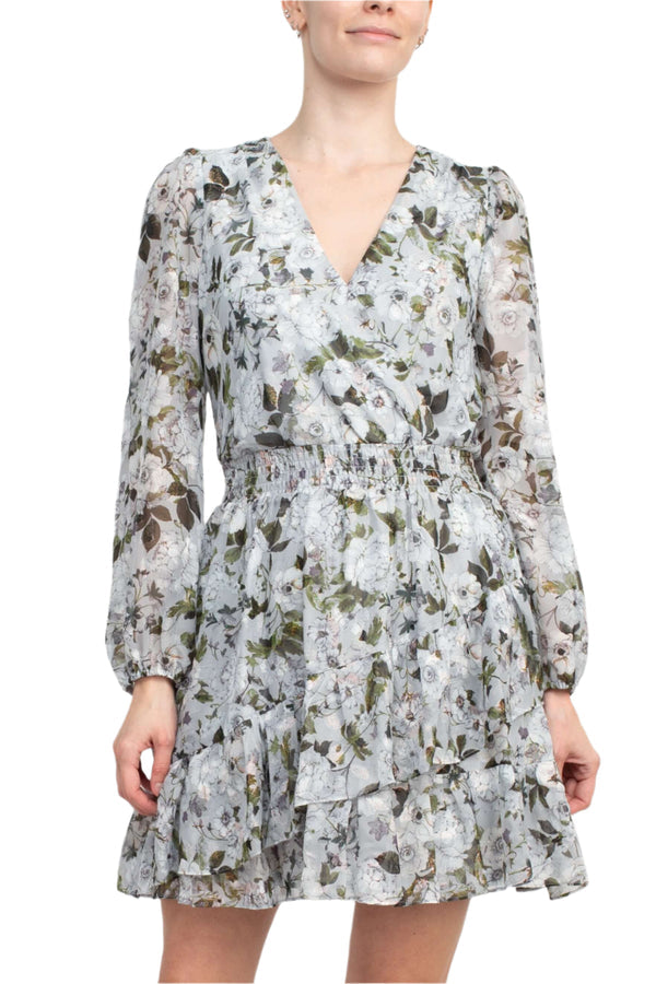Laundry by Shelli Segal HU07D29 Long Sleeve Floral Print Cocktail Dress
