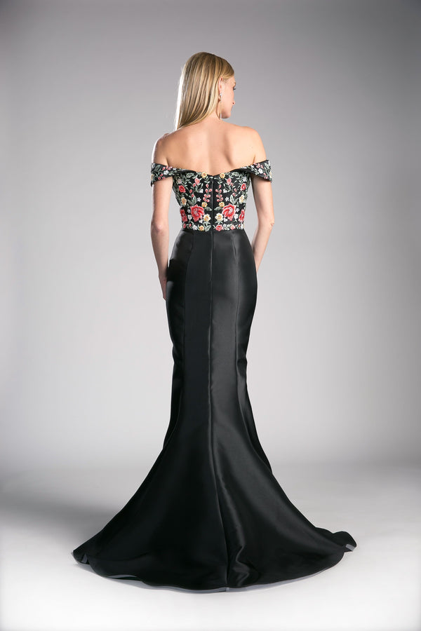 LaDivine HW07 Floral Formal Long Fitted Prom Dress