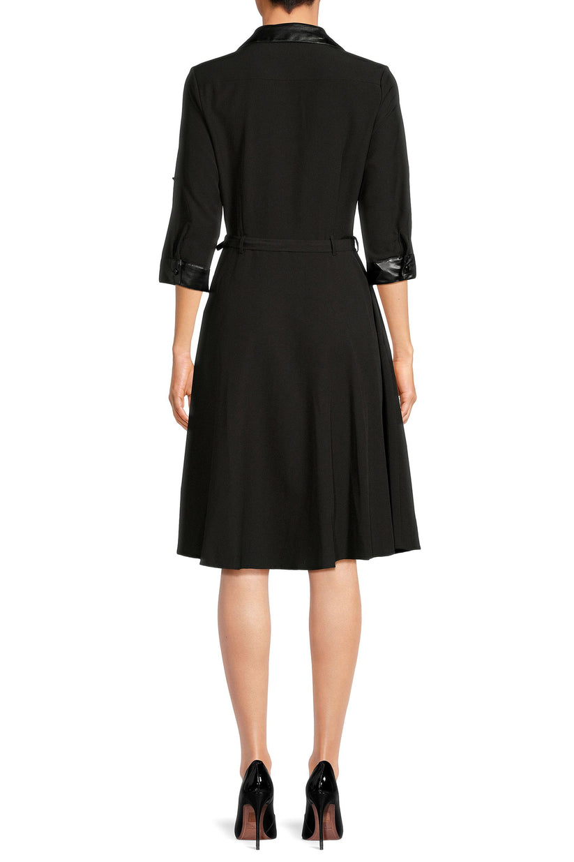 Sharagano HW2F196153 A Line Short Belted Knee Length Pocket Dress