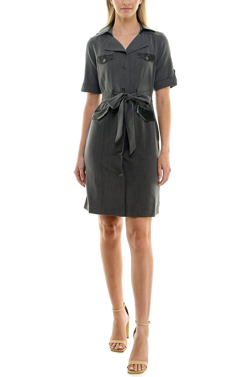 Sharagano HW2F196S6 Short Collar Button Cocktail Dress