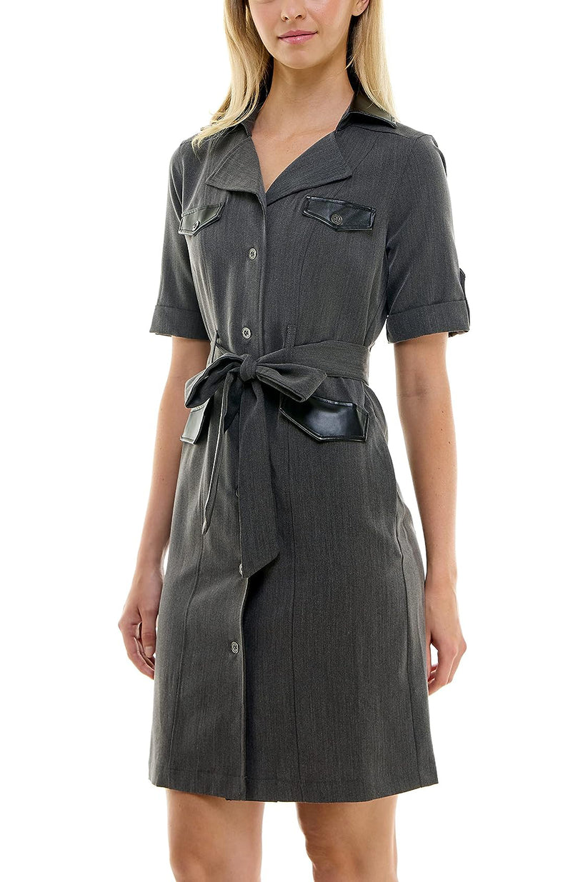 Sharagano HW2F196S6 Short Collar Button Cocktail Dress