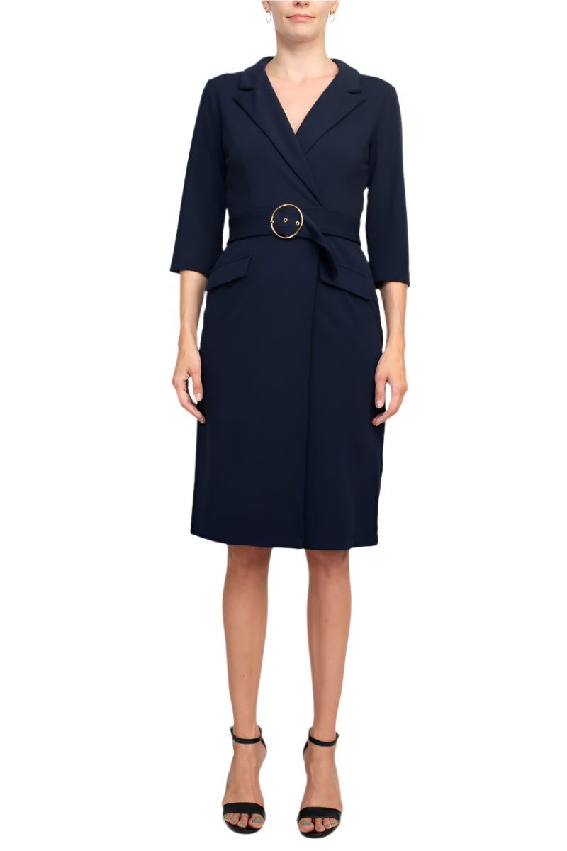 Sharagano HW3F12HW1 Short Belted Cocktail Knee Length Dress