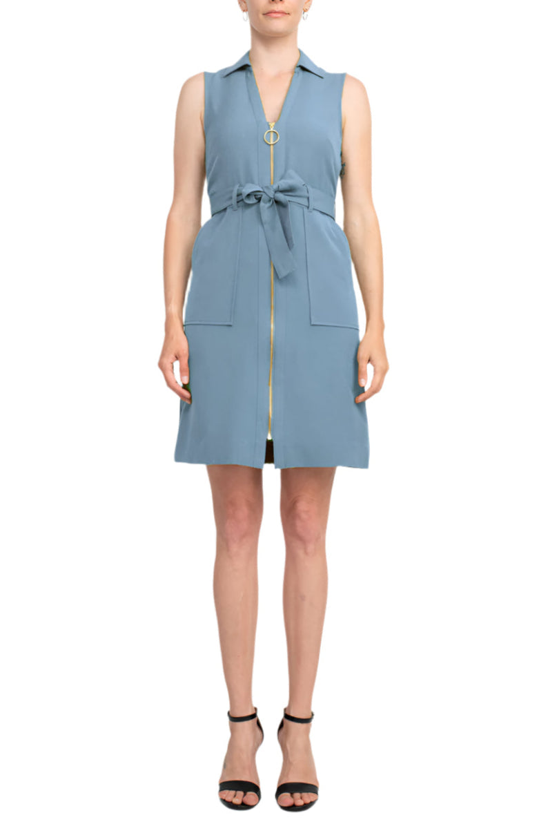 Cocktail Dresses Short Fitted Collared Cocktail Dress Light Topaz