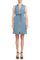 Cocktail Dresses Short Fitted Collared Cocktail Dress Light Topaz