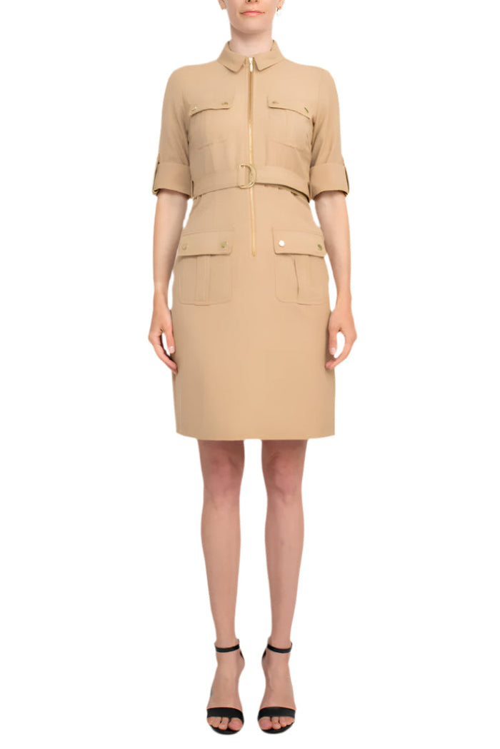 Cocktail Dresses Collared Short Fitted Cocktail Dress Toasty Sand