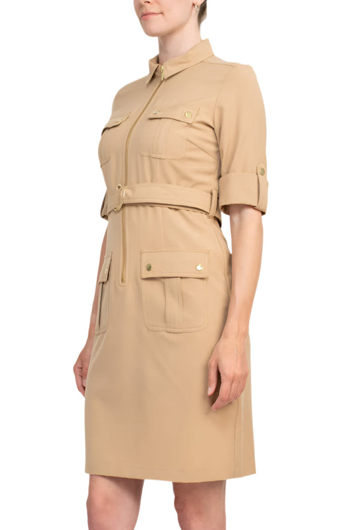 Cocktail Dresses Collared Short Fitted Cocktail Dress Toasty Sand