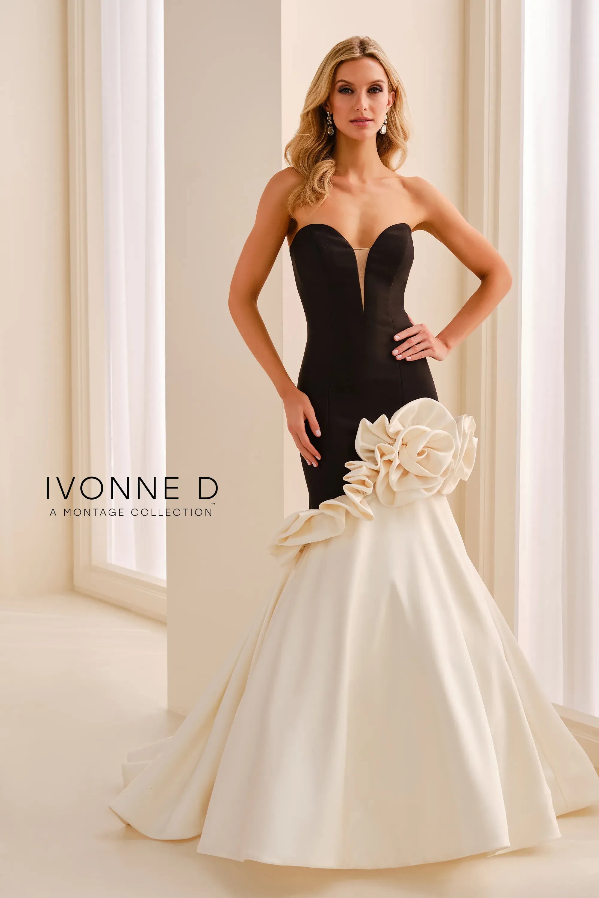 Strapless Curved Neck Floor-Length Mikado Formal Mermaid/Trumpet Ivonne D ID2209