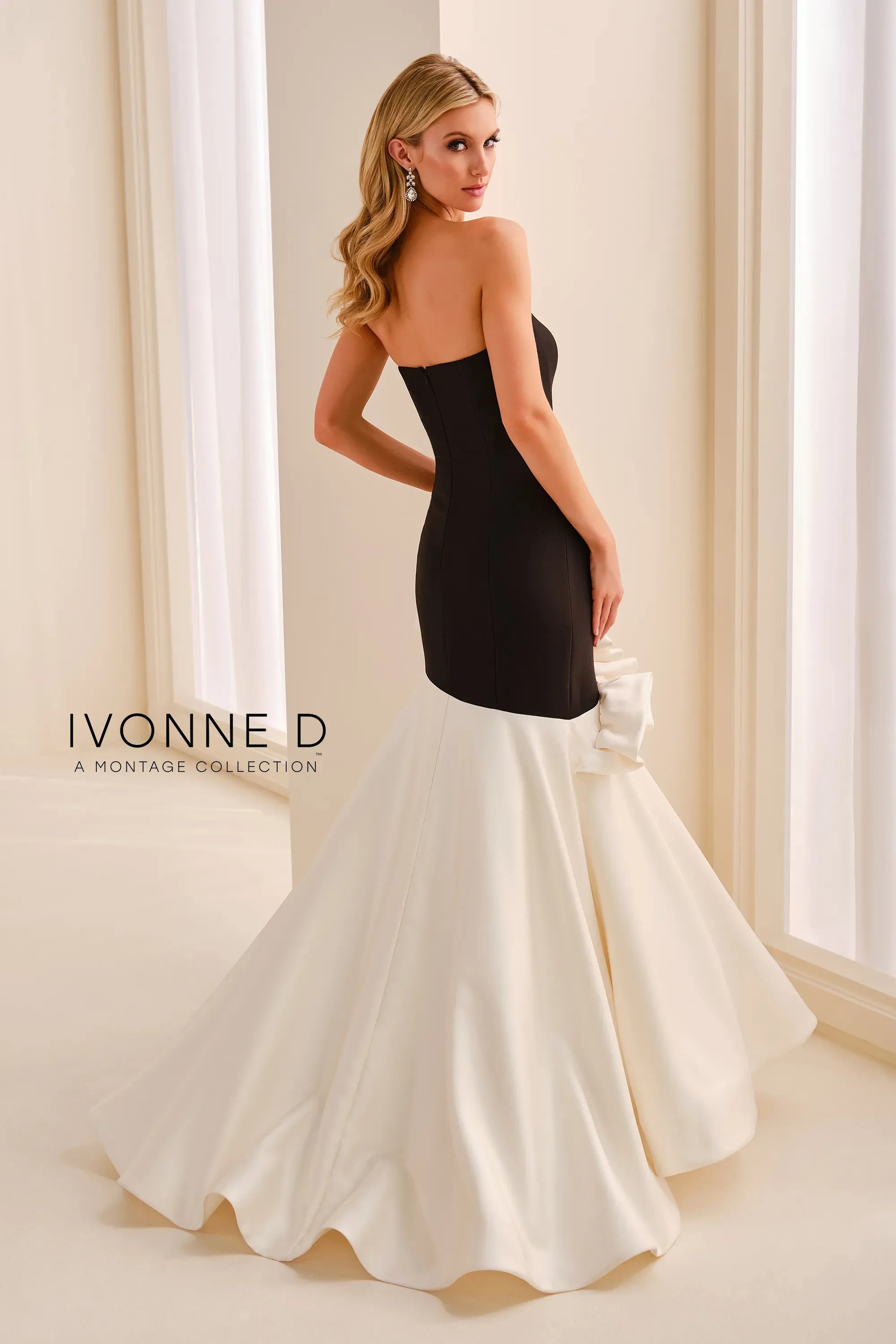 Strapless Curved Neck Floor-Length Mikado Formal Mermaid/Trumpet Ivonne D ID2209