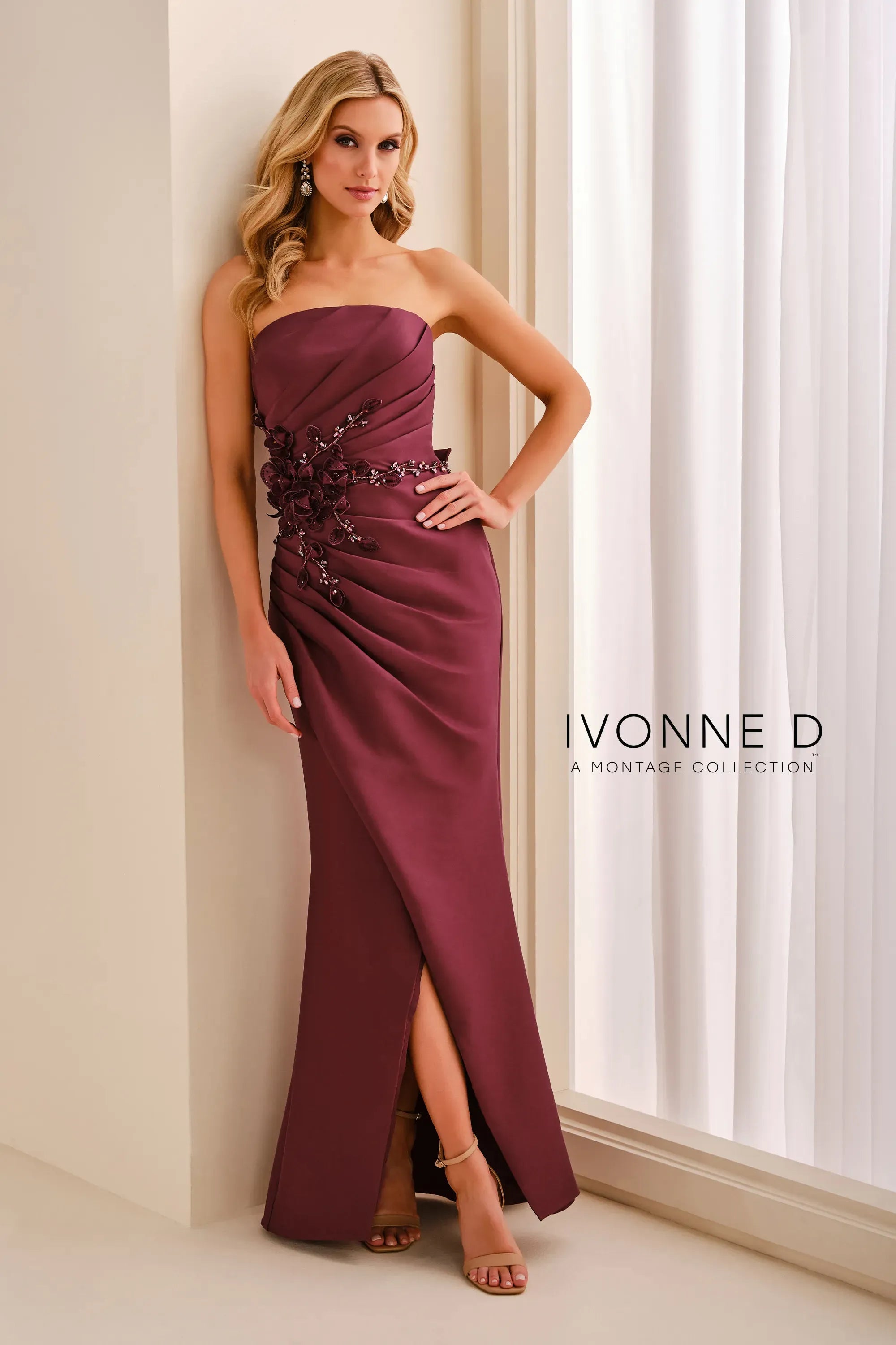 Strapless Straight Neck Floor-Length Mikado Formal A-Line Ivonne D ID2210
