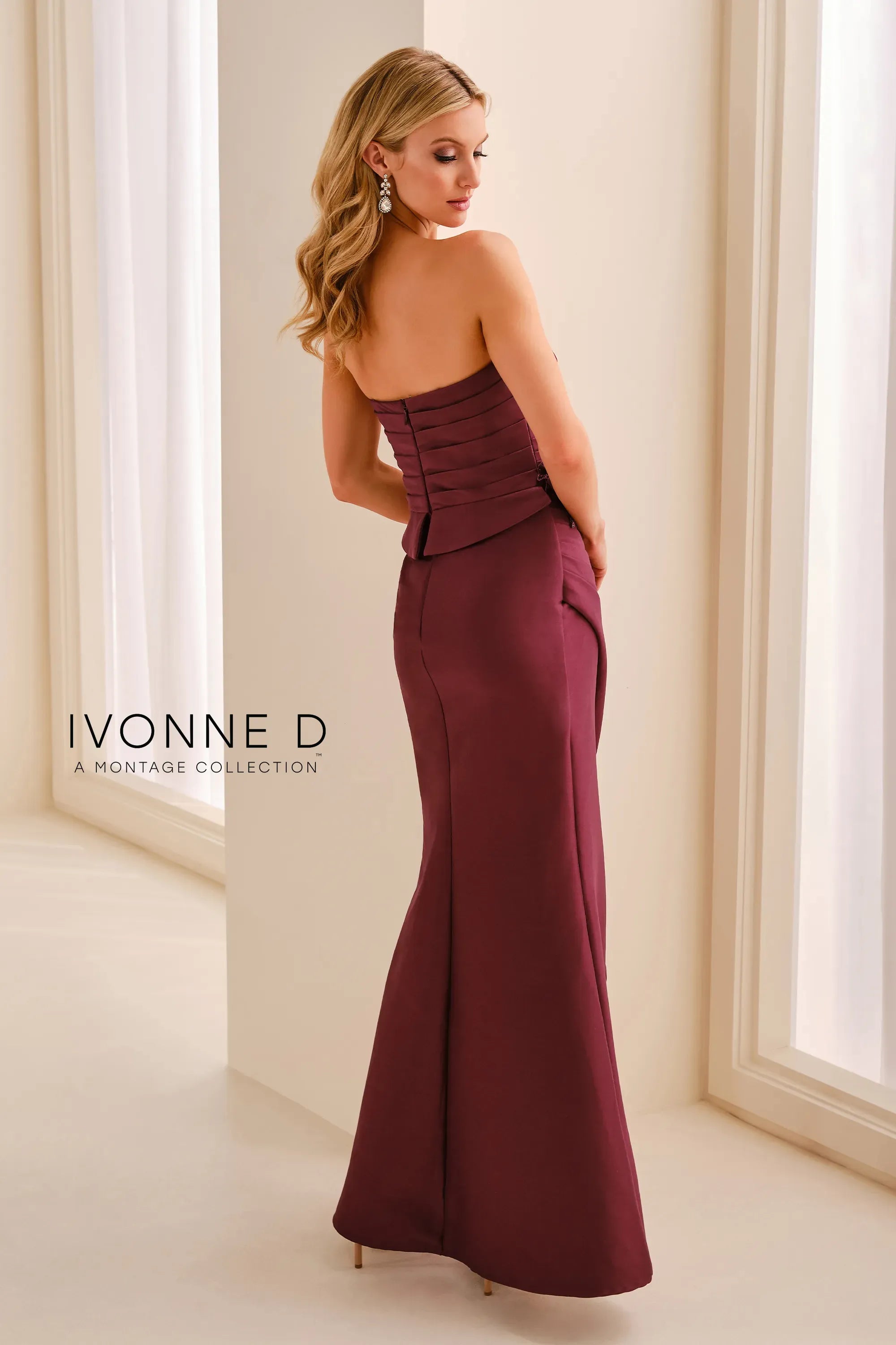 Strapless Straight Neck Floor-Length Mikado Formal A-Line Ivonne D ID2210