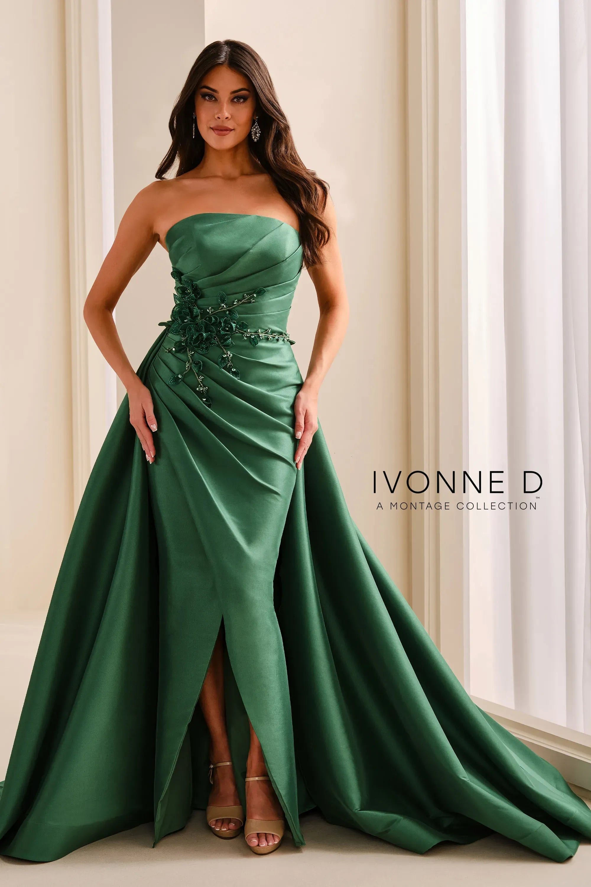Strapless Straight Neck Floor-Length Mikado Formal A-Line Ivonne D ID2210