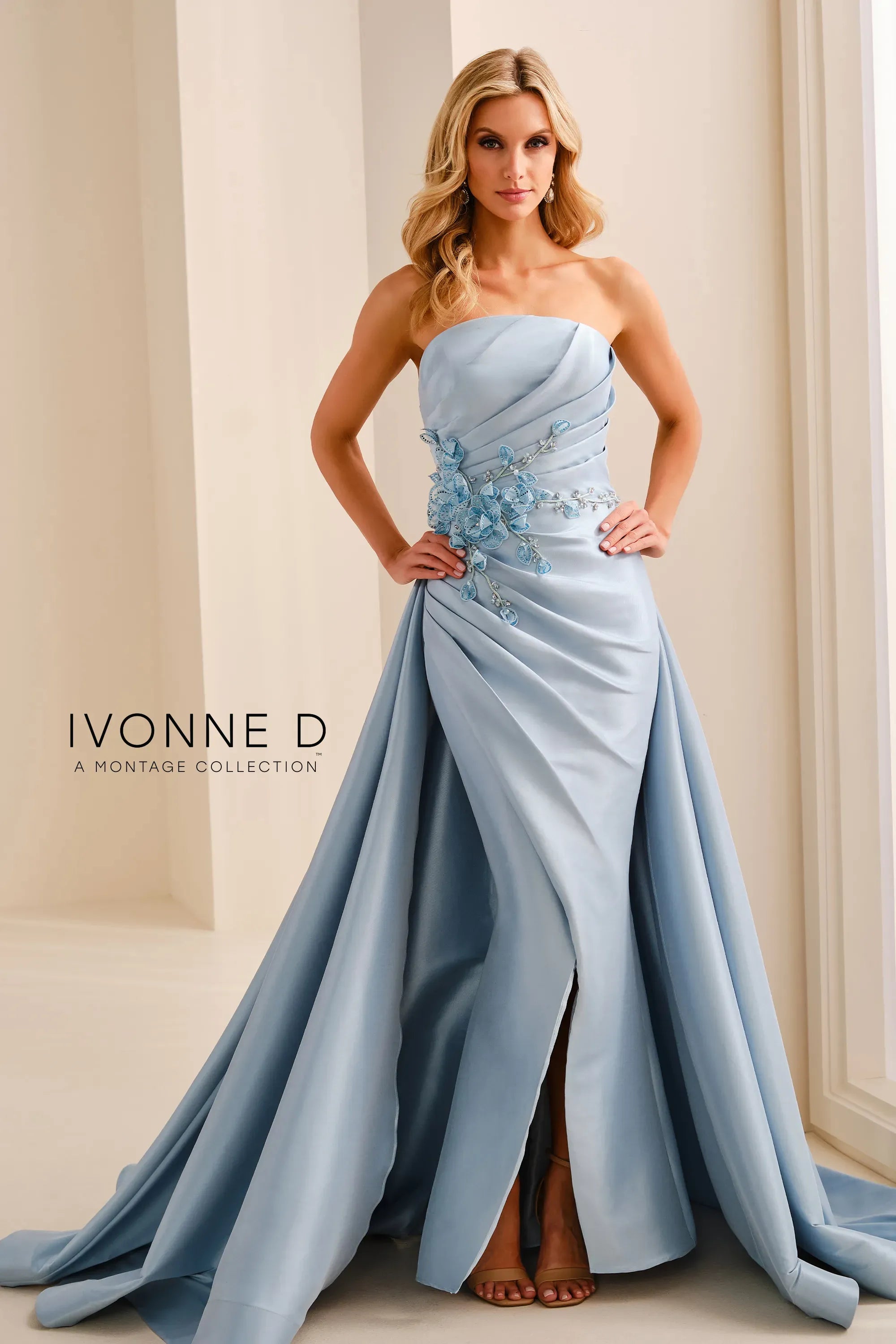 Strapless Straight Neck Floor-Length Mikado Formal A-Line Ivonne D ID2210
