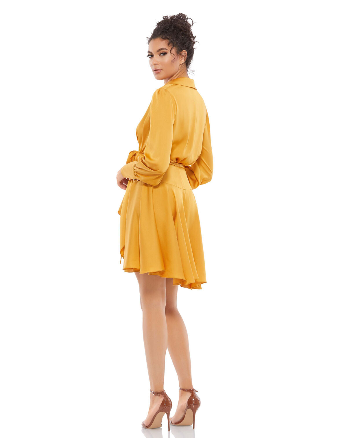 Mac Duggal 70135 Short Cocktail Long Sleeve High Low Dress