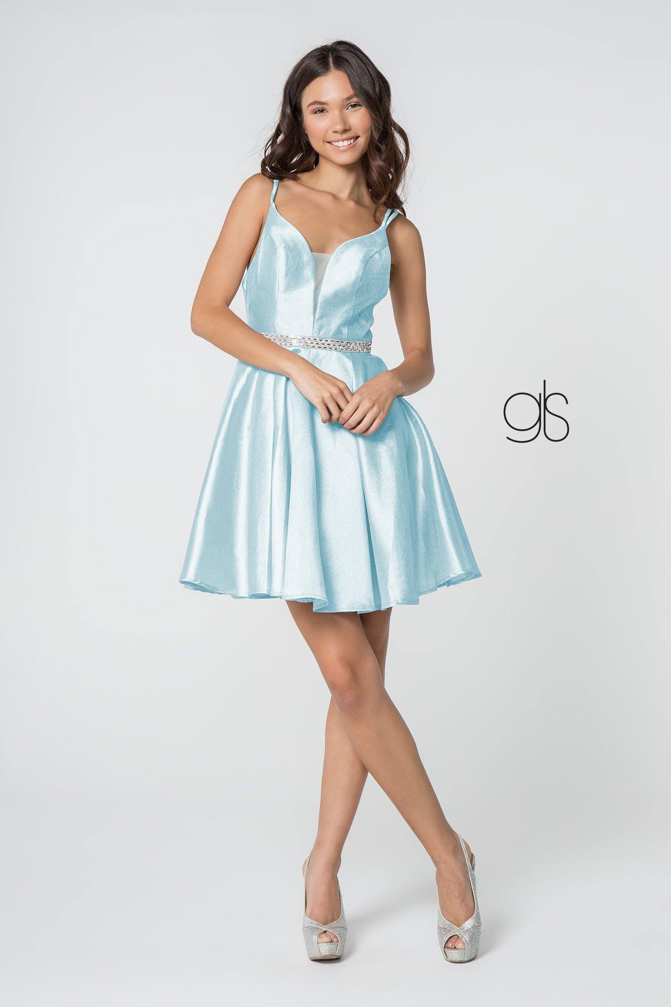 Illusion Deep V-Neck Stain Short Dress Cocktail