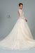 Illusion V-Neck Embroidered Mesh Long Wedding Gown - The Dress Outlet Elizabeth K