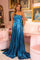 Prom Dresses Long A Line Pleated Formal Beaded Metallic Prom Dress  Ocean