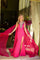 Prom Dresses Fitted Long Slit Beaded Prom Formal Dress Hot Pink