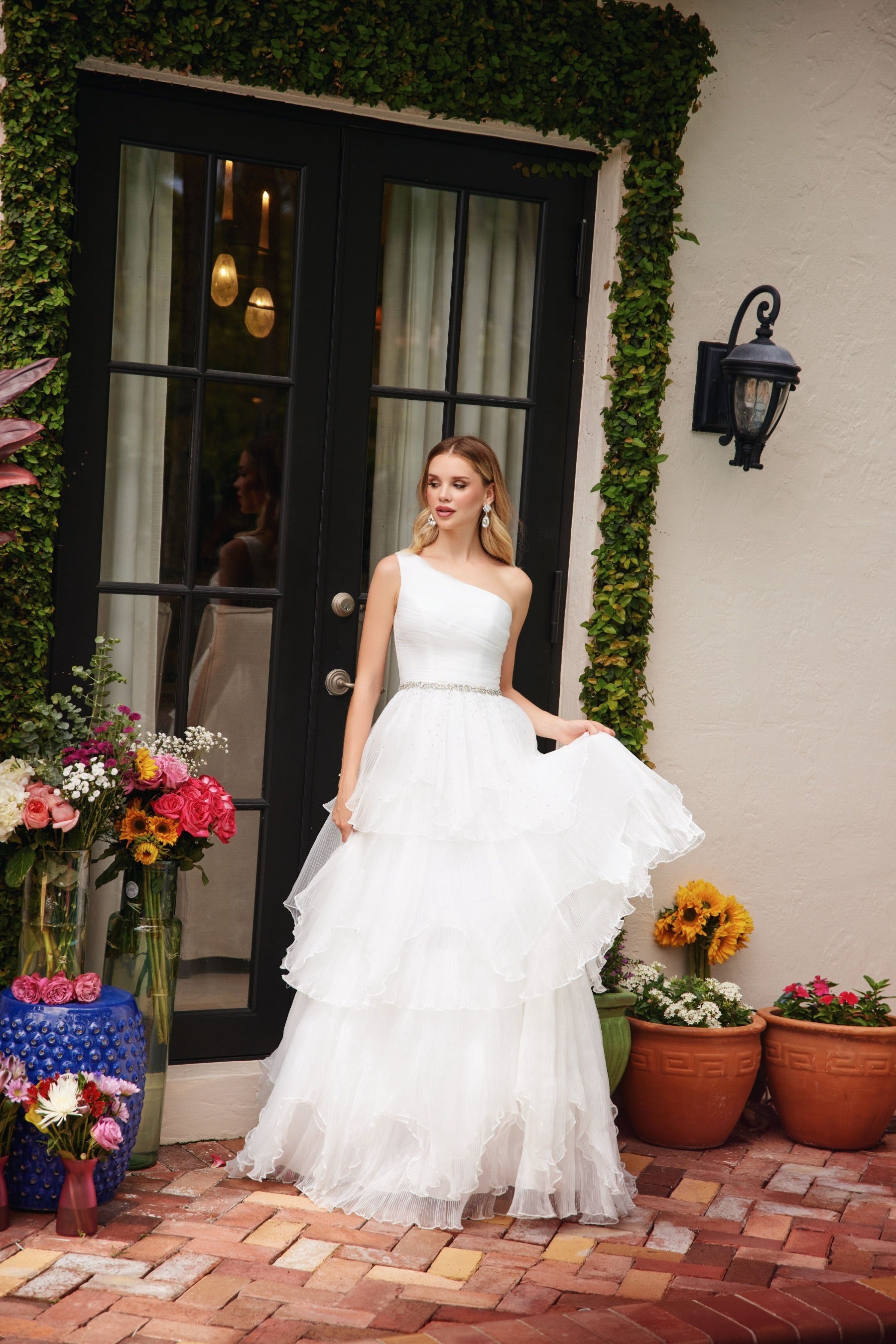 Ava Presley 29131 Long Beaded A Line Pleated Wedding Dress