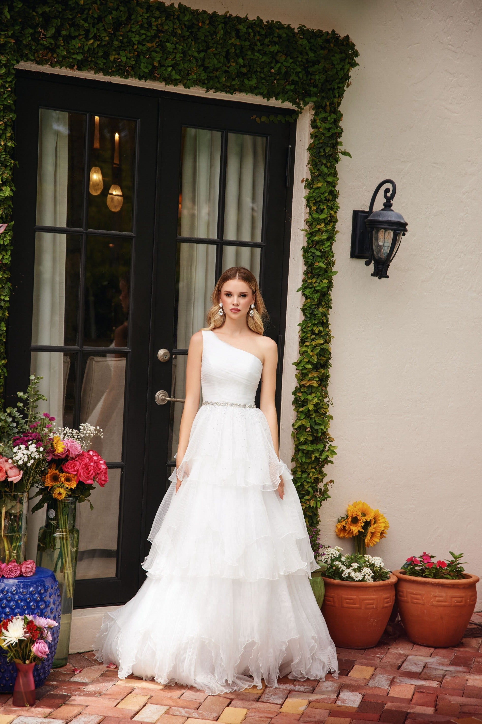Ava Presley 29131 Long Beaded A Line Pleated Wedding Dress