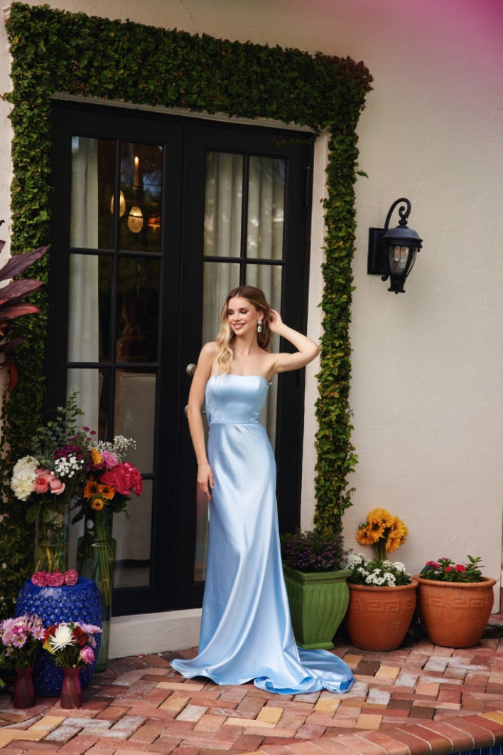 Prom Dresses Long Formal Beaded Cowl Prom Dress Light Blue
