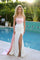 Prom Dresses Prom Long Pleated Slit Formal Dress Blush/Off White