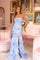 Prom Dresses Prom Ruffle Mermaid Long Formal Printed Prom Dress Light Blue