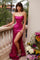 Prom DressesFitted Long Prom Sequin Slit Formal Dress Fuchsia