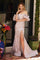 Prom Dresses Fitted Long Formal Removable Sleeve Prom Dress White/Pink