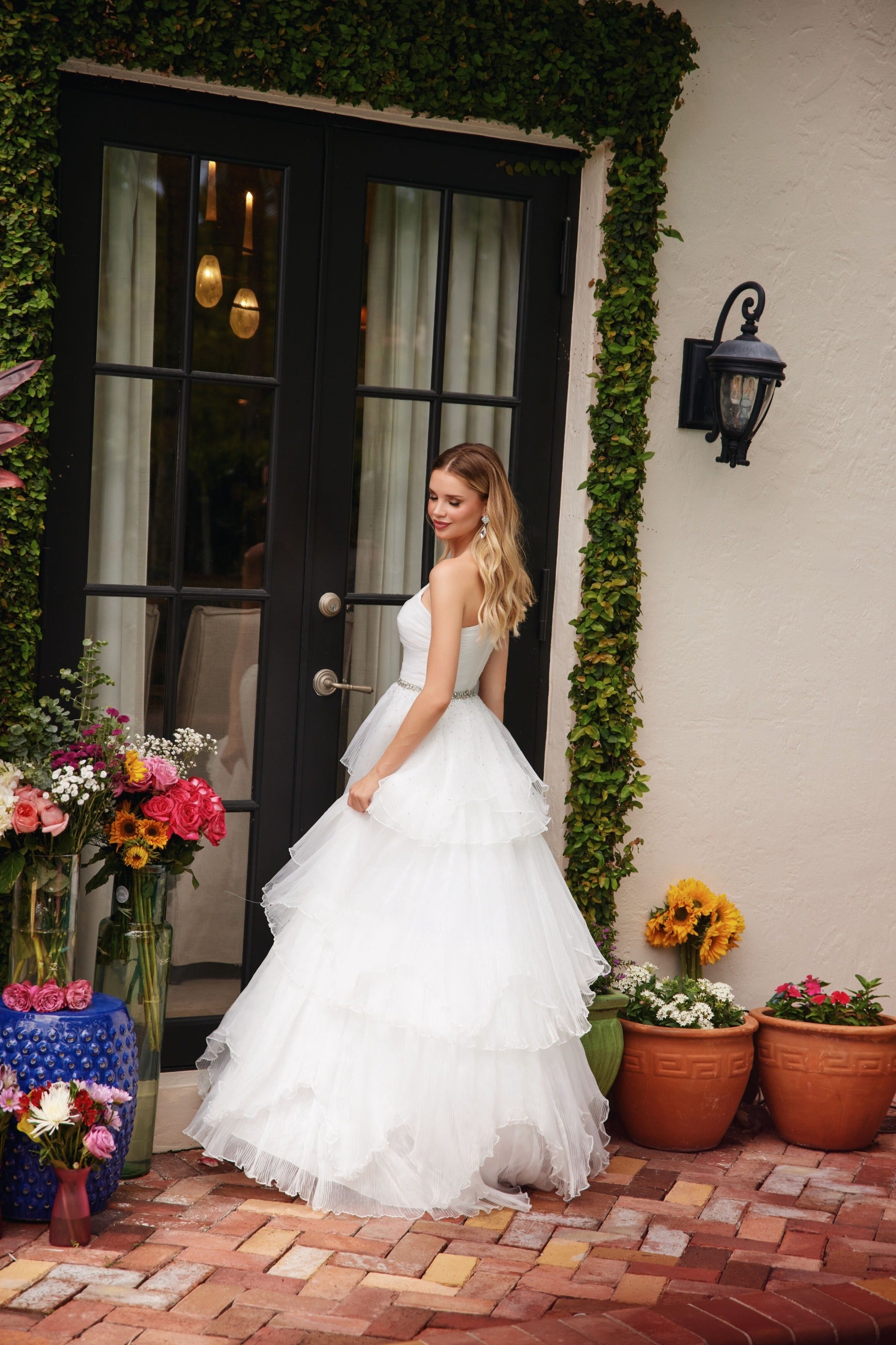 Wedding Dresses Long Beaded A Line Pleated Wedding Dress Off White