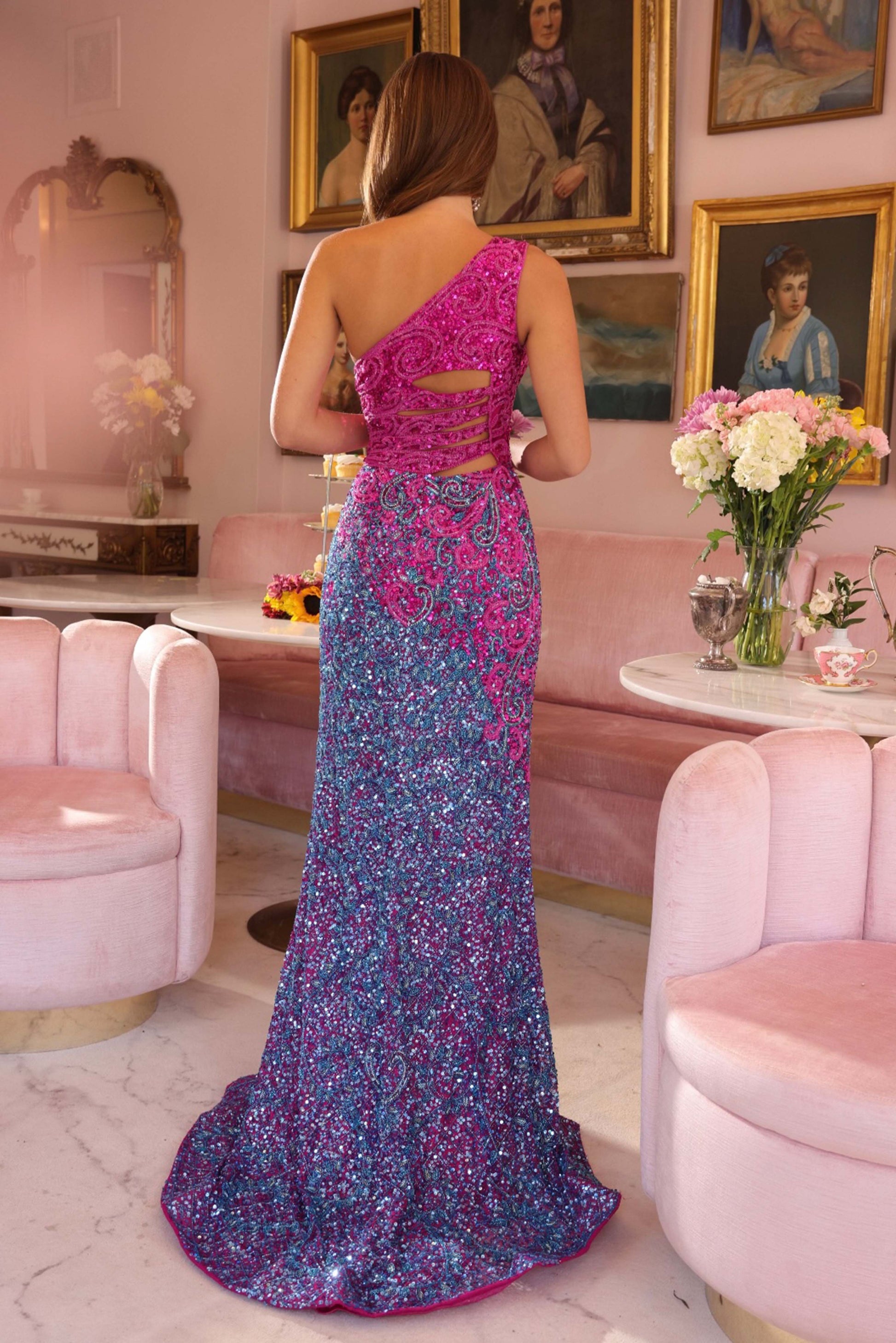 Ava Presley 47039 Fitted Long Formal Beaded Slit Prom Dress