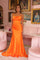 Prom Dresses Long Formal Fitted Cowl Prom Dress Orange