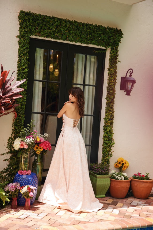Prom Dresses Long Slit Formal A Line Prom Dress Blush