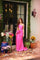 Prom Dresses Prom Beaded Long Formal Slit Prom Dress Lipstick Pink