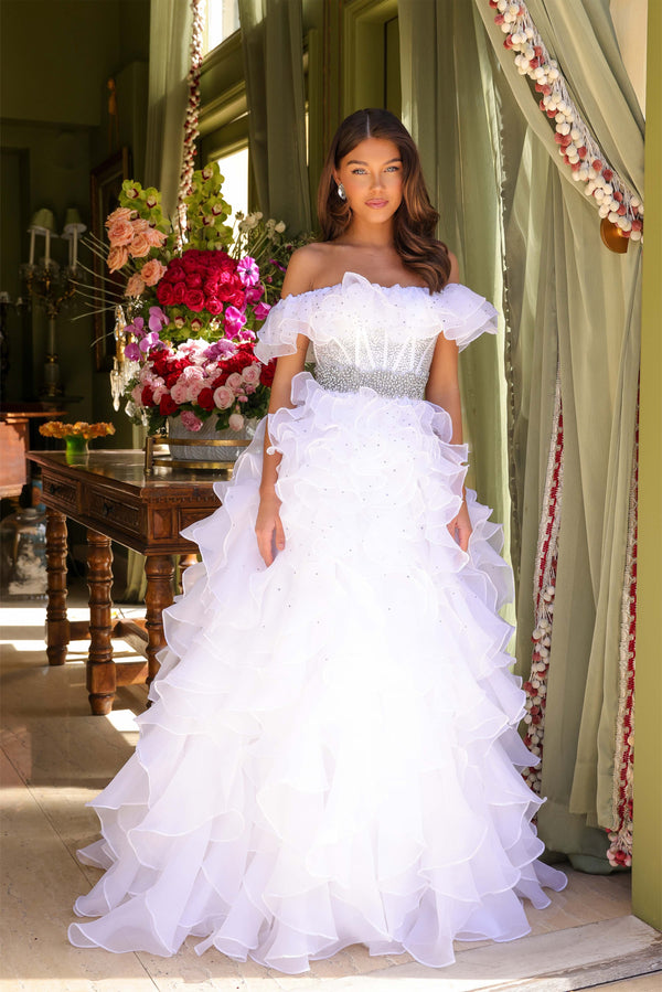 Ava Presley 29533 Bridal Long Ruffle Wedding Dress