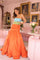 Prom Dresses Long Mermaid 3D Floral Formal Prom Dress Aqua/Green/Orange