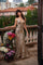 Prom Dresses Long Formal Beaded Prom Evening Dress  Nude/Gold
