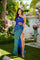Prom Dresses Fitted Long Formal Beaded Slit Prom Dress Royal/Turquoise