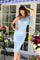 Cocktail Dresses Homecoming Short Fitted Midi Cocktail Dress Light Blue