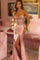 Prom Dresses Long Formal Beaded Corset Prom Dress Metallic Blush