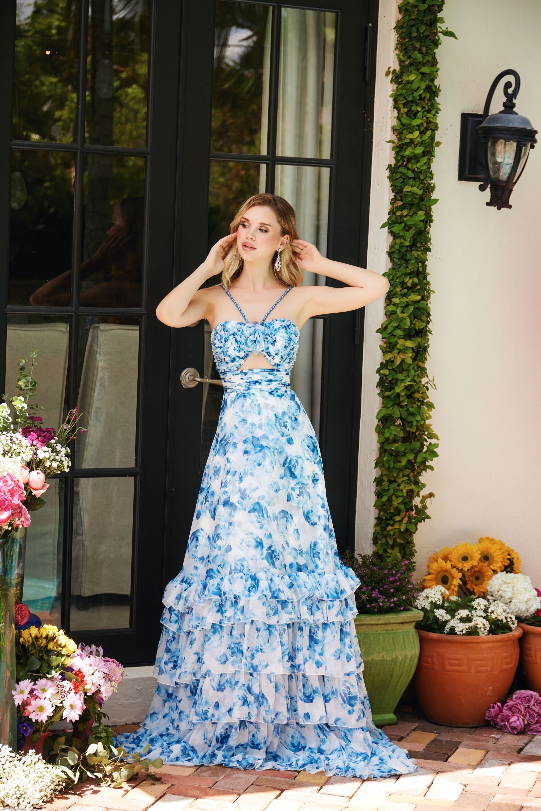 Ava Presley 40026 Prom Dress - White/Blue | NewYorkDress