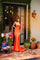 Prom Dresses Beaded Long Formal Fitted Applique Prom Dress Tangerine