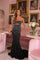 Prom Dresses Fitted Beaded Long Formal Rosette Prom Dress Black