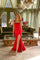 Prom Dresses Long Mermaid Formal Beaded Prom Dress Red