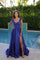Prom Dresses Prom A Line Long Slit Ruffle Formal Dress Cobalt