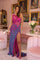 Prom Dresses Fitted Long Formal Beaded Slit Prom Dress Fuchsia/Turquoise